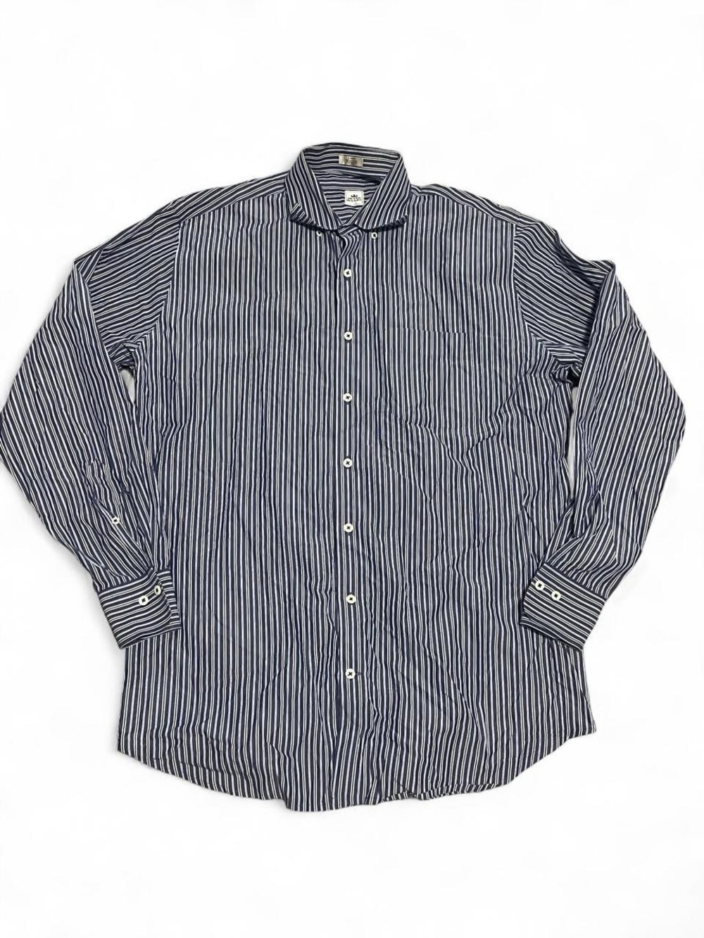 Peter Millar Men's Navy and White Stripe Button-Down Shirt